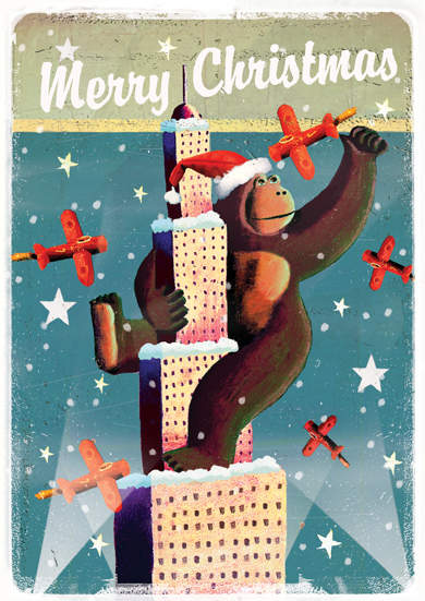 Merry Christmas King Kong Pack of 5 Greeting Cards